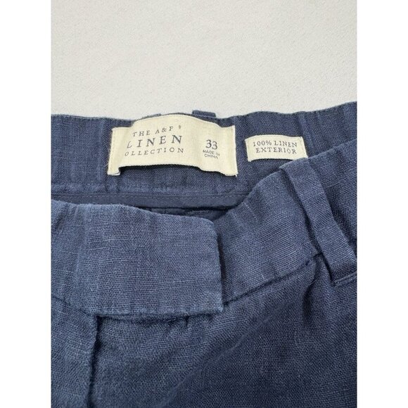 Abercrombie Fitch Linen Collection Women's Navy Linen Shorts Size 33 - Picture 4 of 5